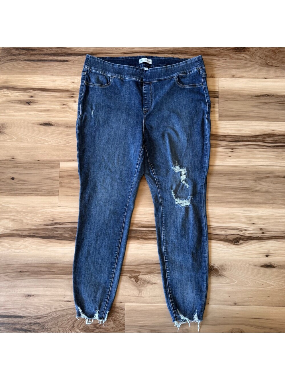 Lane Bryant Pull-On Jeggings Women's Size 20 Distressed Skinny Raw Hem Stretch